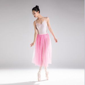 NEW Dansgirl Women Ballet Sheer Mesh Maxi Skirt, Pink, Size XS